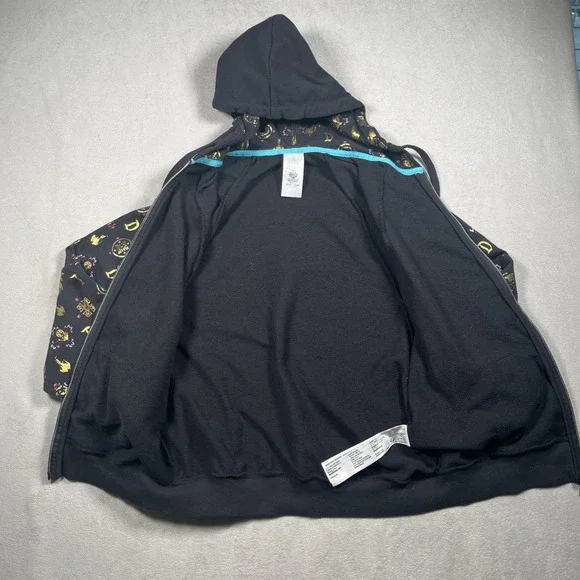 Disney Women Small Sweatshirt Black Hoodie Logo Sleeping Beauty Castle Full Zip - Picture 4 of 10